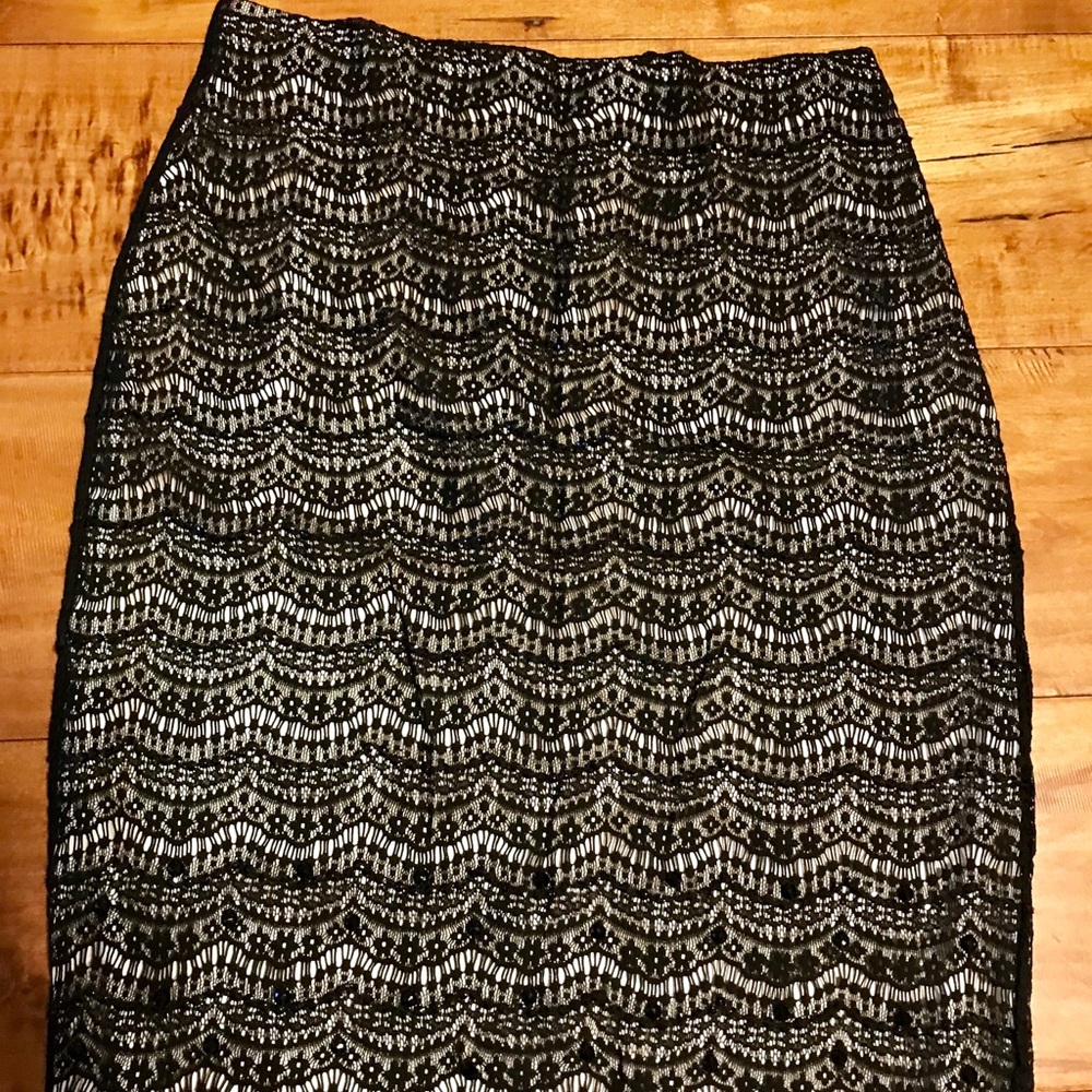 NWT Ann Taylor black lace, satin lined skirt